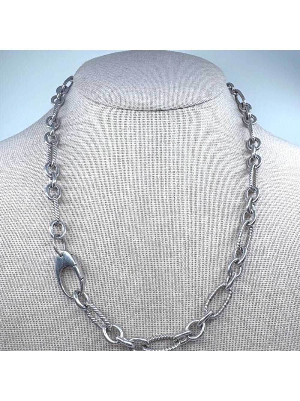 Cable Oval Link Chain Twist Oversized Lobster 925 Sterling Silver 18" Length